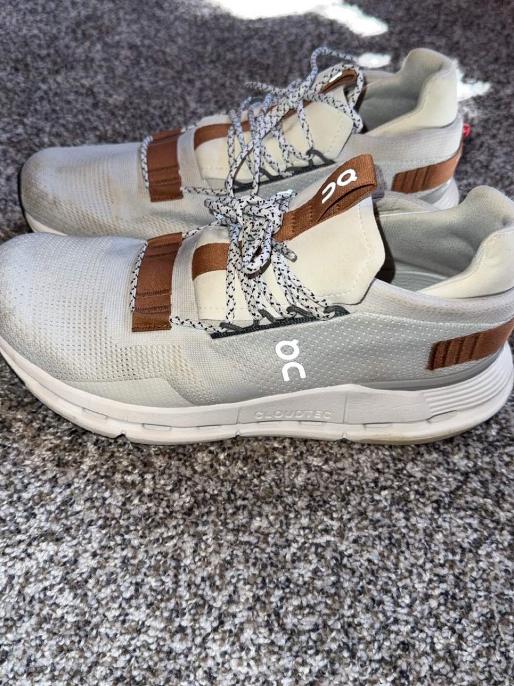 On Running Women's Athletic Shoes - White with Brown Accents